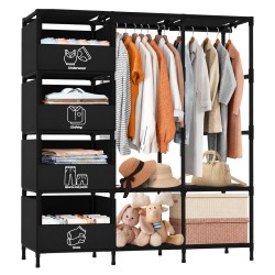 HOME USE υφασμάτινη ντουλάπα/κρεμάστρα δαπέδου HUH-0267, 105x45x170cm, μαύρη