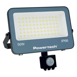 POWERTECH LED προβολέας PT-1618 με αισθητήρα κίνησης, 50W, 4000K, 4500lm, IP66, 4KV