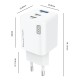 POWERTECH μίνι φορτιστής τοίχου PT-1671 με καλώδιο, USB/2x USB-C, 100W, GaN, λευκός POWERTECH μίνι φορτιστής τοίχου PT-1671 με καλώδιο, USB/2x USB-C, 100W, GaN, λευκός
