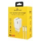 POWERTECH μίνι φορτιστής τοίχου PT-1671 με καλώδιο, USB/2x USB-C, 100W, GaN, λευκός POWERTECH μίνι φορτιστής τοίχου PT-1671 με καλώδιο, USB/2x USB-C, 100W, GaN, λευκός