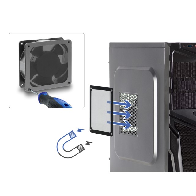 DELOCK φίλτρο σκόνης για 120mm ανεμιστήρα 67717, μαγνητικό, μαύρο