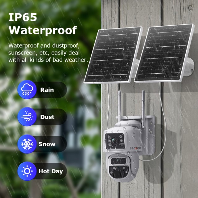 SECTEC smart ηλιακή κάμερα ST-537-6MAOV, dual lens, 3MP, WiFi, SD, PTZ, IP66