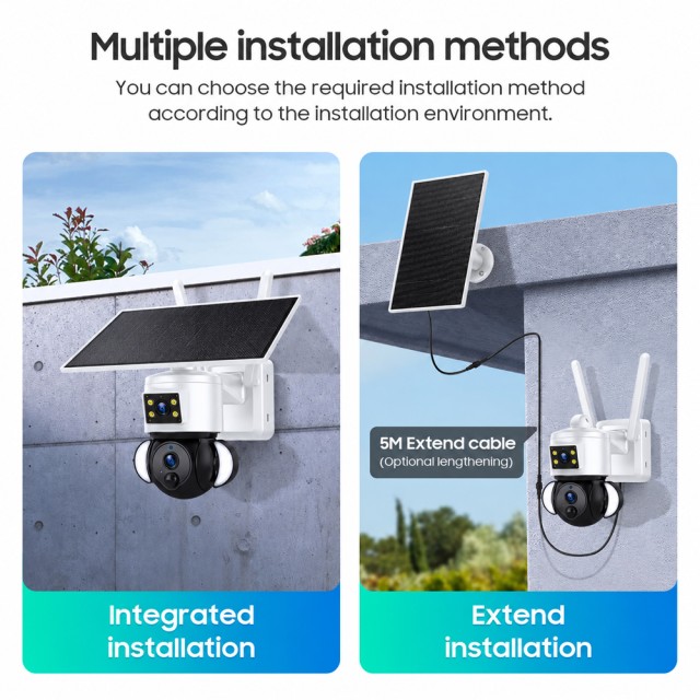 SECTEC smart ηλιακή κάμερα ST-538-6MAOV, dual lens, 3MP, WiFi, SD, PTZ, IP66