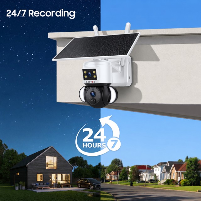 SECTEC smart ηλιακή κάμερα ST-538-6MAOV, dual lens, 3MP, WiFi, SD, PTZ, IP66