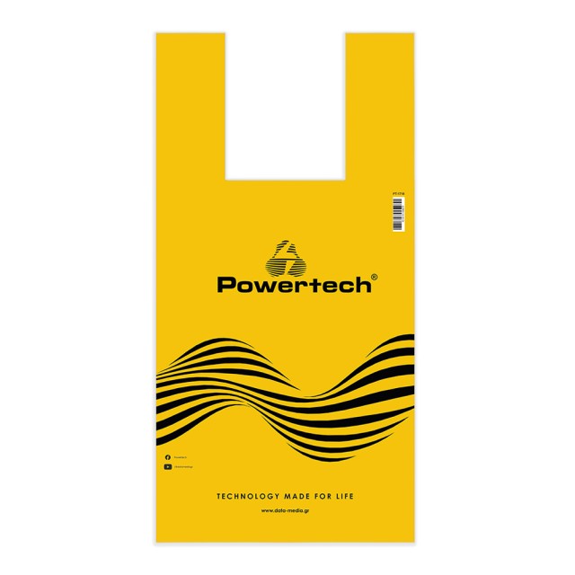 POWERTECH σακούλα εμπορευμάτων τύπου φανελάκι PT-1718, 30x60cm, νάιλον, κίτρινη, 20τμχ