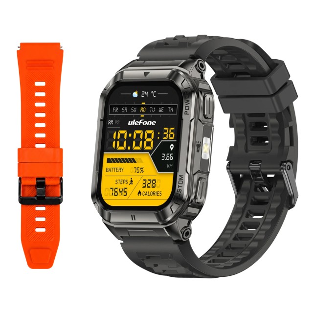ULEFONE smartwatch Armor Watch Ultra, 2x λουράκια, heart rate, 1.93" AMOLED, GPS, MIL-STD-810H, μαύρο ULEFONE smartwatch Armor Watch Ultra, 2x λουράκια, heart rate, 1.93" AMOLED, GPS, MIL-STD-810H, μαύρο
