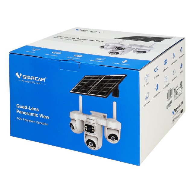 VSTARCAM smart ηλιακή κάμερα AG623FR, four-lens, 3MP, 4G, SD, PTZ, IP66, μαύρη