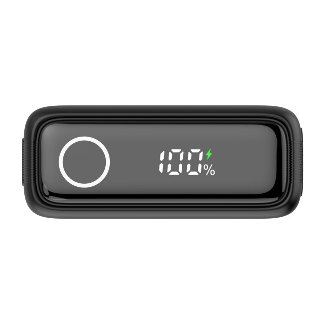 POWERTECH power bank PT-1641 με οθόνη & καλώδιο, 10000mAh, 22.5W, μαύρο