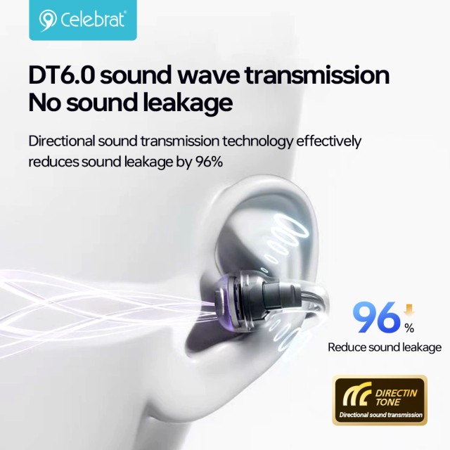 CELEBRAT earphones με θήκη φόρτισης W74, OWS, 10mm, 25/250mAh, μαύρα