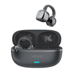 CELEBRAT earphones με θήκη φόρτισης W74, OWS, 10mm, 25/250mAh, μαύρα