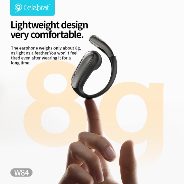 CELEBRAT earphones με θήκη φόρτισης W84, OWS, 13mm, 30/300mAh, μαύρα