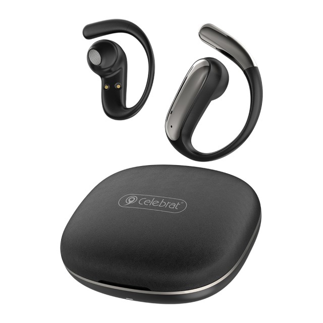 CELEBRAT earphones με θήκη φόρτισης W84, OWS, 13mm, 30/300mAh, μαύρα
