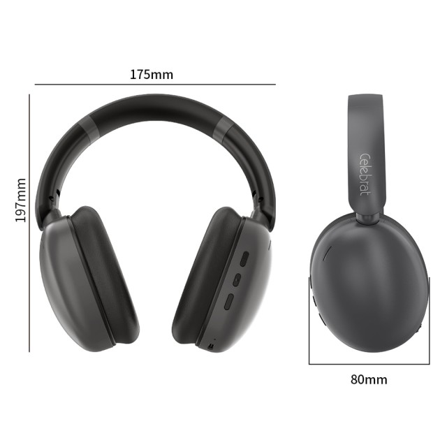 CELEBRAT headphones A47, ασύρματα & ενσύρματα, 40mm, 400mAh, ANC, γκρι
