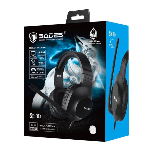 SADES Gaming Headset Spirits SA-721, multiplatform, 3.5mm, μαύρα