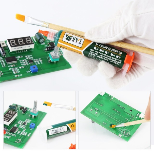 BEST PCB Repairing UV Solder mask ink BST-UVH900, 10cc, πράσινο