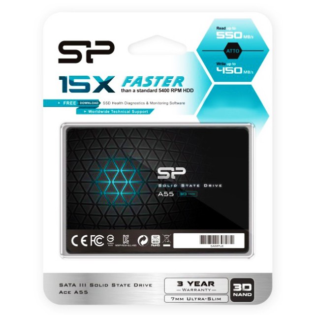 SILICON POWER SSD A55 1TB, 2.5", SATA III, 500-450MB/s, 7mm