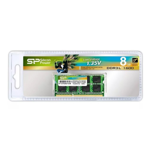 SILICON POWER Μνήμη 8GB DDR3L SODimm, PC3L 12800, 1600MHz, CL11, 1.35v