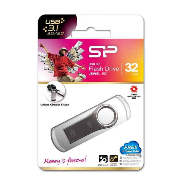 SILICON POWER USB Flash Drive Jewel 80, 32GB, USB 3.2, ασημί