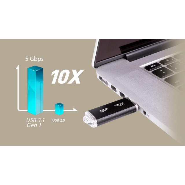 SILICON POWER USB Flash Drive Blaze B02, 64GB, USB 3.2, μαύρο