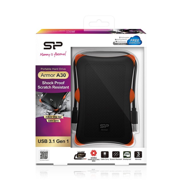 SILICON POWER εξωτερικός HDD Armor A30, 2TB, USB 3.2, μαύρος