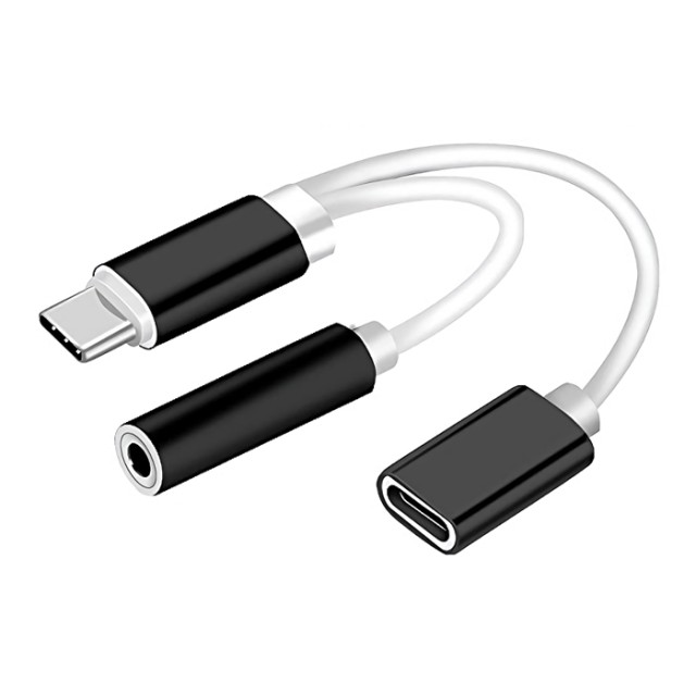 POWERTECH αντάπτορας USB-C σε USB-C & 3.5mm θηλυκό CAB-UC030, λευκός