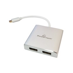 POWERTECH αντάπτορας USB-C σε 2x DisplayPort CAB-UC034, 4K/60Hz, ασημί