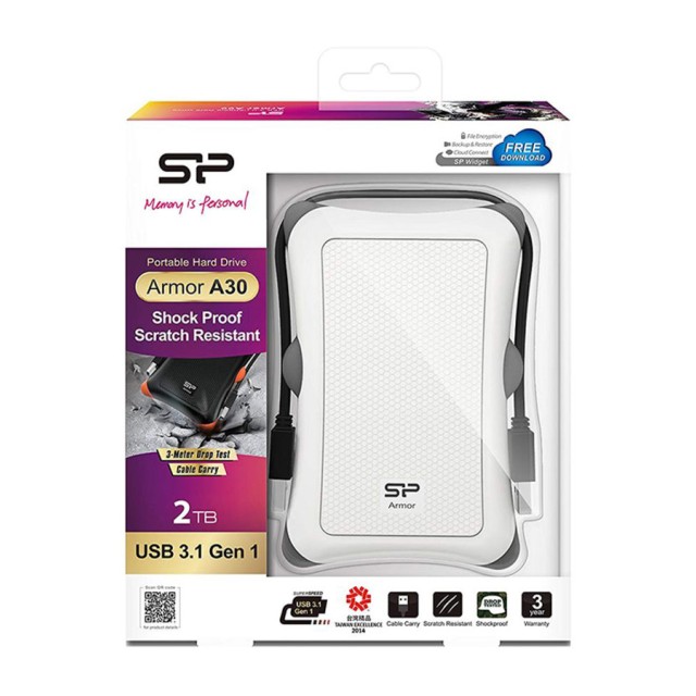 SILICON POWER εξωτερικός HDD Armor A30, 2TB, USB 3.2, λευκός