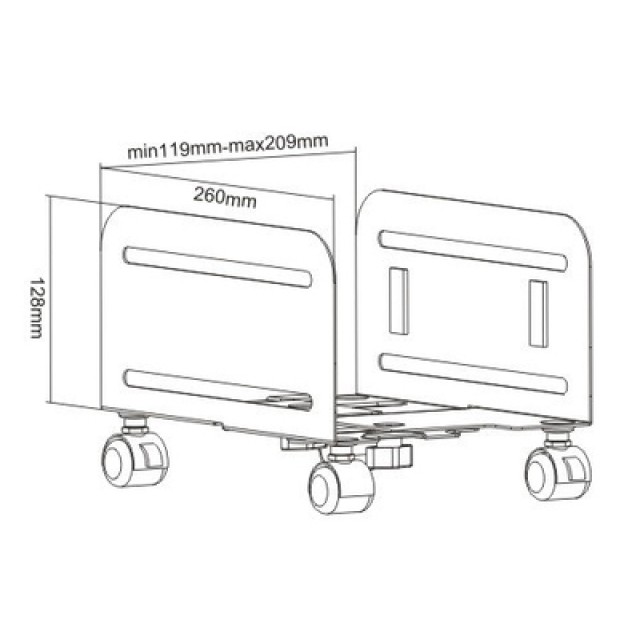 BRATECK Μεταλλική βάση PC CPB-4 με ροδάκια, Universal, έως 10kg