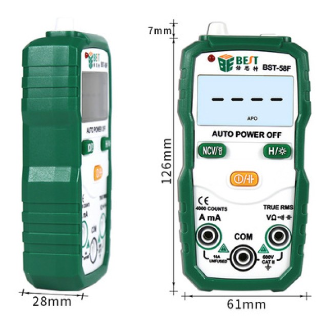 BEST ψηφιακό πολύμετρο BST-58F με NCV, DC/AC, current, auto power off