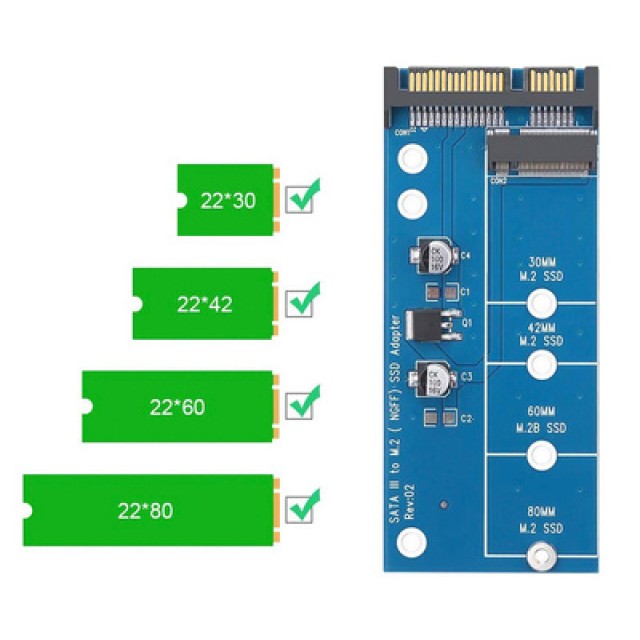 POWERTECH Converter SATA 22pin σε M.2 SSD TOOL-0019, 2230/2242/2260/2280