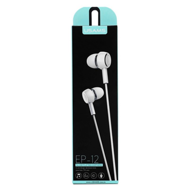 USAMS earphones με μικρόφωνο EP-12, 3.5mm σύνδεση, Φ10mm, 1.2m, λευκά