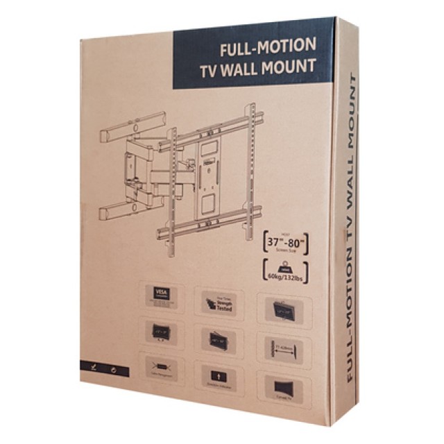 BRATECK επιτοίχια βάση LPA61-466 για τηλεόραση 37-80", full motion, 60kg