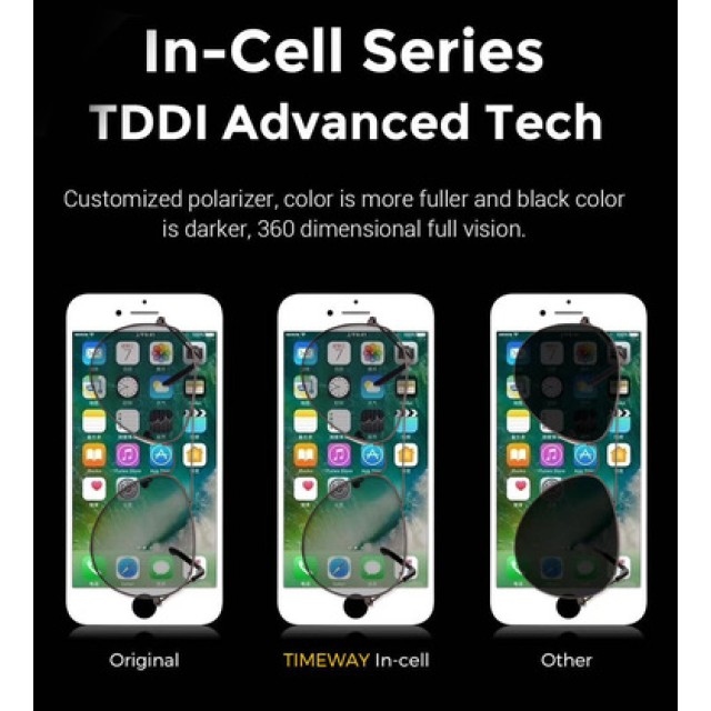 TW INCELL LCD ILCD-003 για iPhone 6s, camera-sensor ring, earmesh, μαύρη