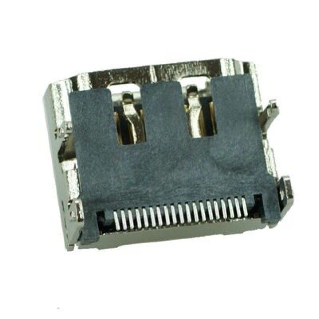 HDMI Connector A TYPE2, pins ίσια με κούμπωμα, βάση βιδώματος, Silver