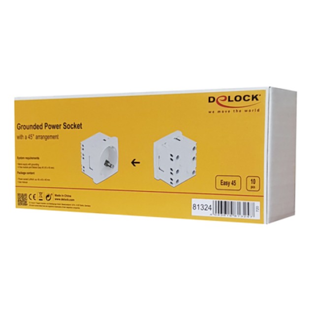 DELOCK module πρίζας ρεύματος Easy 45 81324, 45°, 45x45mm, 10τμχ