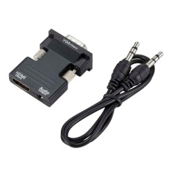 POWERTECH αντάπτορας HDMI σε VGA CAB-H120 με 3.5mm, μαύρος