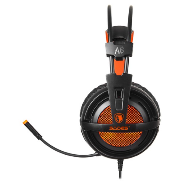 SADES Gaming Headset A6, multiplatform, USB, LED, μαύρα