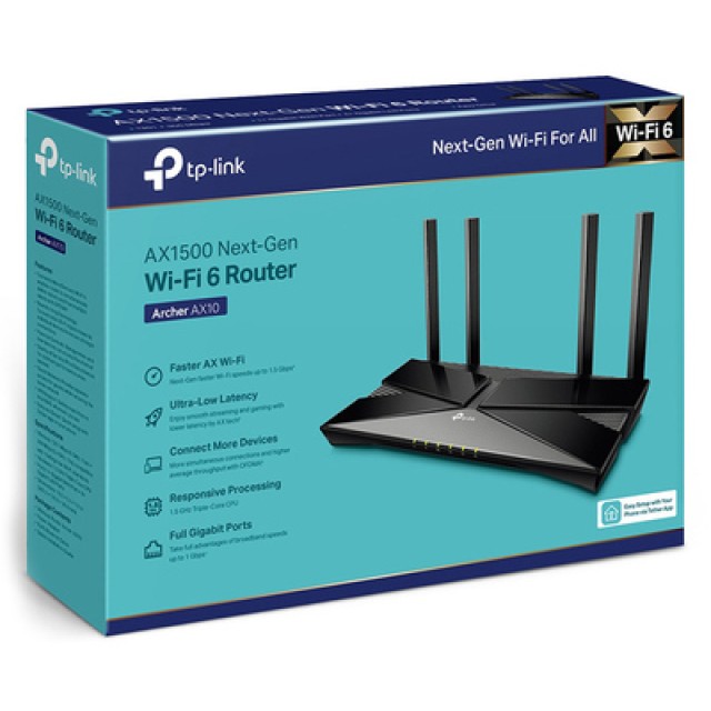 TP-LINK Router Archer AX10, Wi-Fi 6, 1500Mbps AX1500 Dual Band, Ver. 1.0