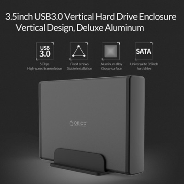 ORICO εξωτερική θήκη για 3.5" HDD 7688U3, USB3.0, 5Gbps, έως 12TB, μαύρη