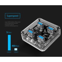 ORICO USB hub MH4U-U3, 4x θυρών, 5Gbps, διάφανο