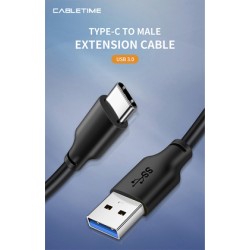 CABLETIME καλώδιο USB-C σε USB CMAMN, 15W, 5Gbps, 1m, μαύρο