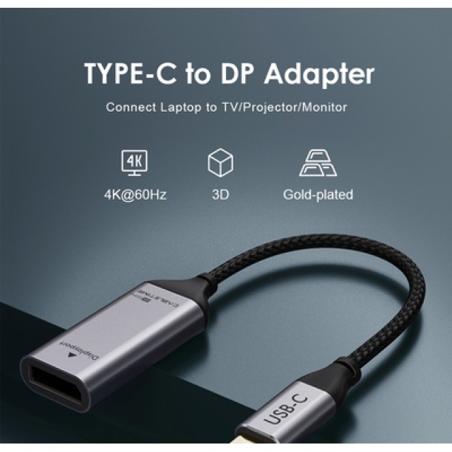 CABLETIME αντάπτορας USB-C σε DisplayPort CT-CMDP1, 4K/60Hz, μαύρος