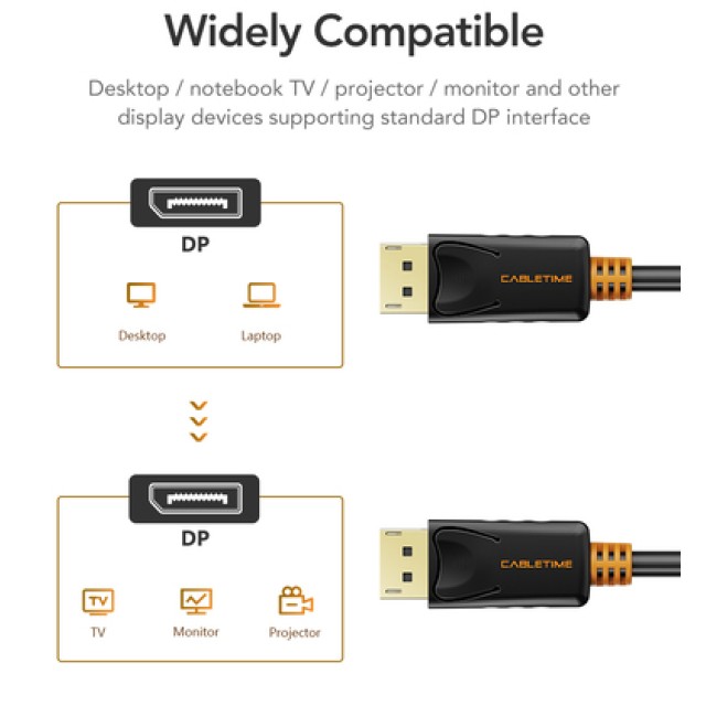 CABLETIME καλώδιο DisplayPort CT-01G, 4K/60Hz, 1m, μαύρο