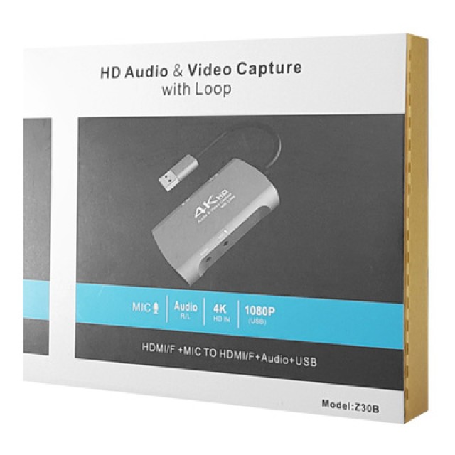 CABLETIME audio & video capture CT-HAVC-AG, HDMI/USB, loop 4K/60Hz, γκρι