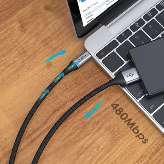 CABLETIME καλώδιο USB-C σε USB CMAM5A, 25W, 480Mbps, 0.25m, μαύρο