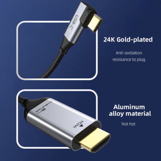 CABLETIME καλώδιο USB-C σε HDMI CT-CMRHD1, γωνιακό, 4K/60Hz, 1.8m, μαύρο