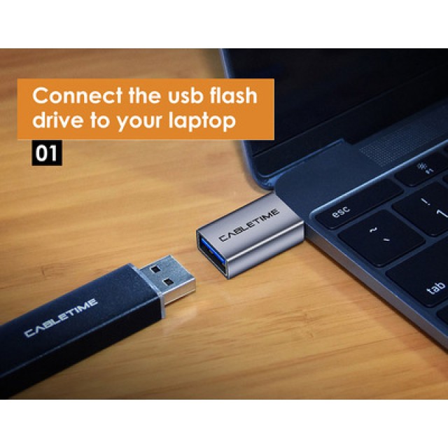 CABLETIME αντάπτορας USB-C σε USB CT-CMAFOTG, 5Gbps, γκρι