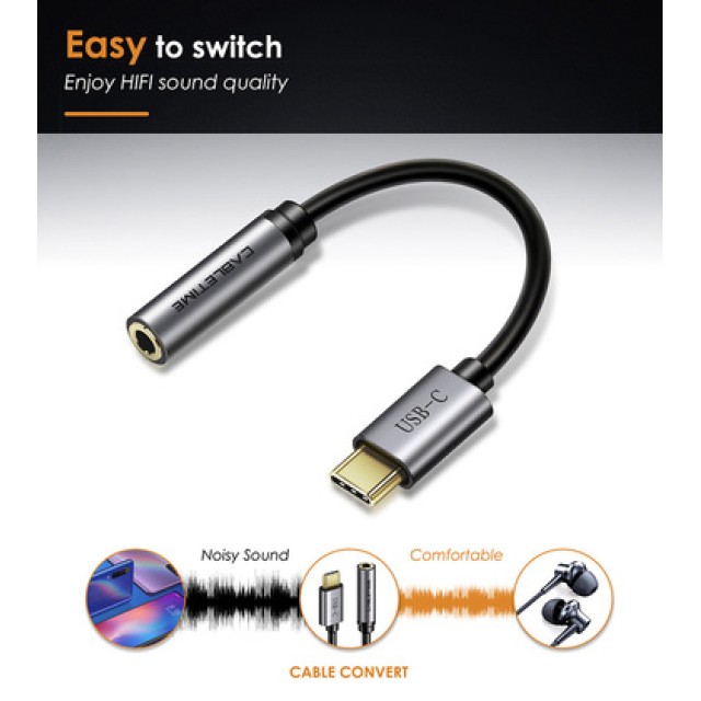 CABLETIME αντάπτορας USB-C σε 3.5mm CT-CMAUDIO, γκρι