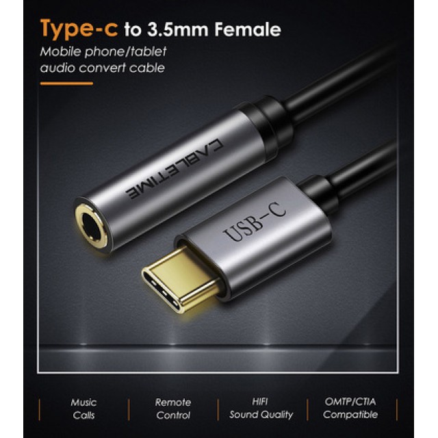 CABLETIME αντάπτορας USB-C σε 3.5mm CT-CMAUDIO, γκρι