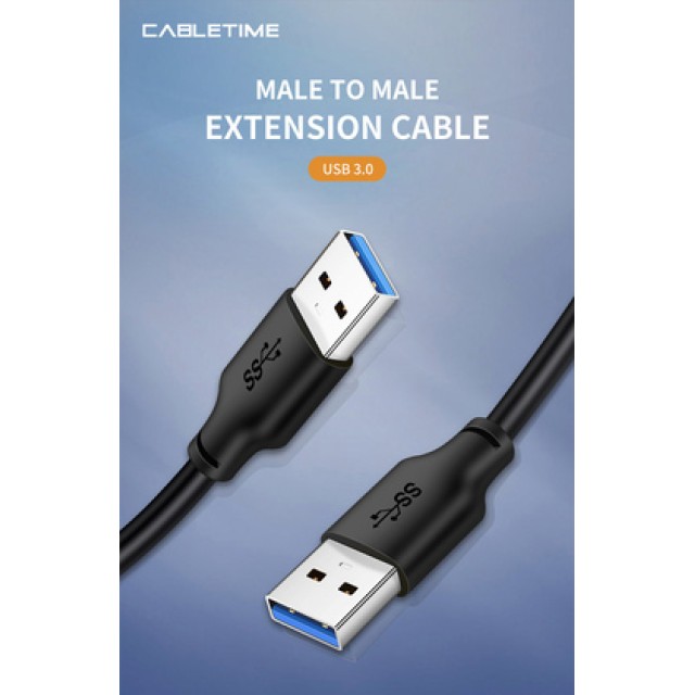 CABLETIME καλώδιο USB CT-AMAMN, 5 Gbps, 0.5m, μαύρο